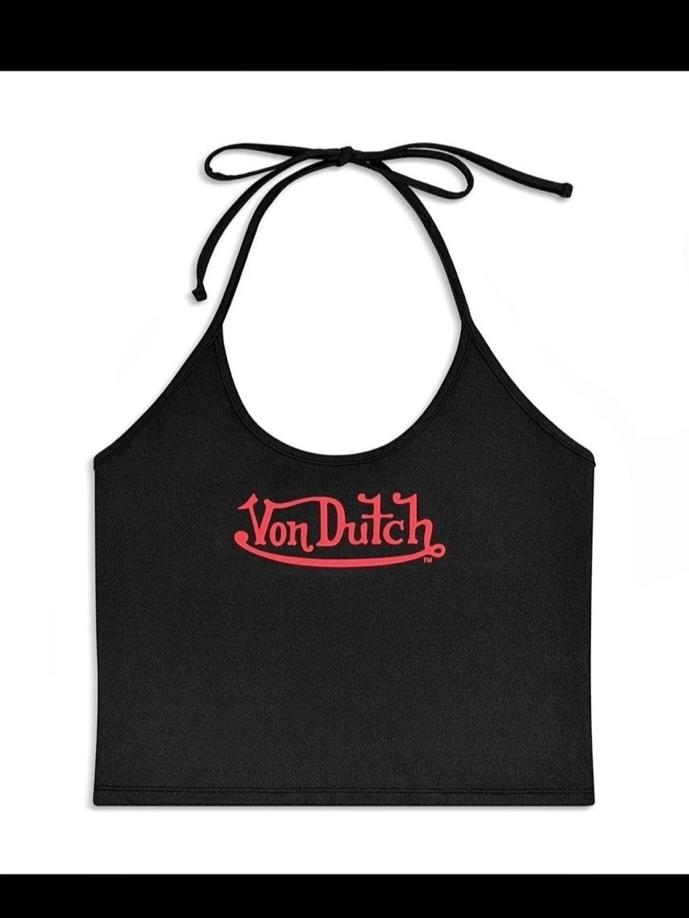 Von Dutch Women's Active Halter Top Black & Red Crop Top